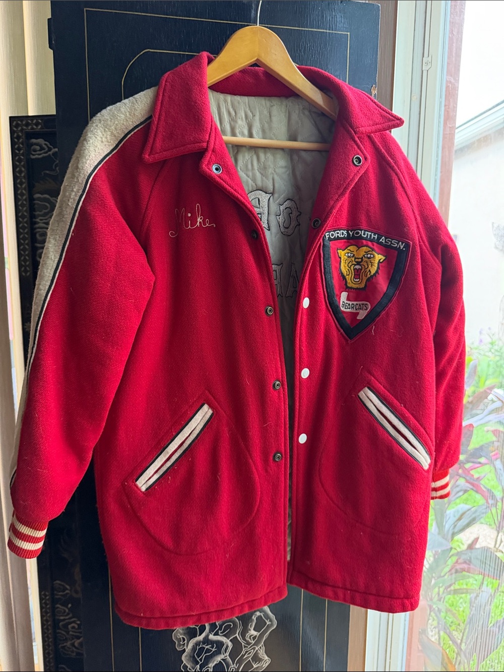 Unisex vintage Red 'Fords Bearcats' Letterman Jacket
